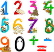Vettoriale: numbers with cartoon animals numbers with cartoon animals