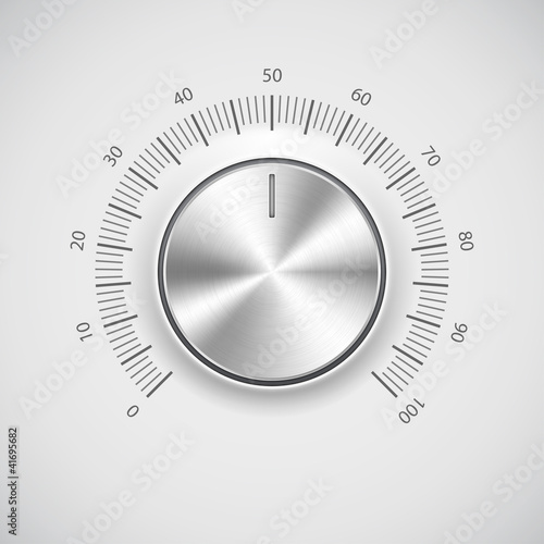 Vector: Chrome volume knob (button) with light background Chrome volume knob (button) with light background