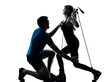 aerobics intstructor  with mature woman exercising