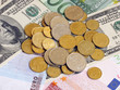 coins on banknotes