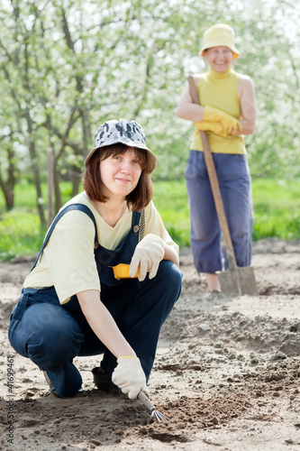 Foto: women works at garden in spring women works at garden in spring