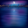 abstract night background with silhouette of city