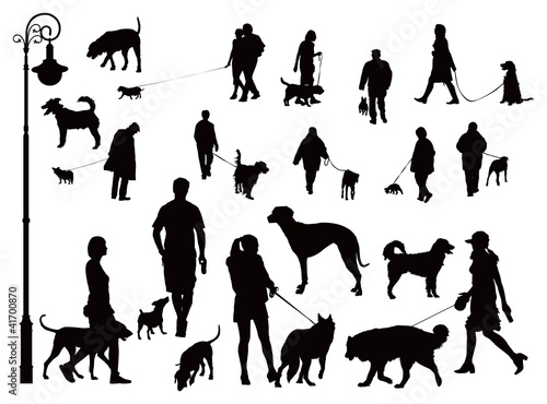 Vector: People with dogs People with dogs