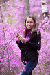 beautiful woman with lilac flower