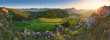 Spring and summer in Slovakia mountain - panoramic view with sun