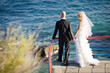Bride and groom outdoors