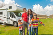Family vacation trip in camping. Travel on camper (RV)
