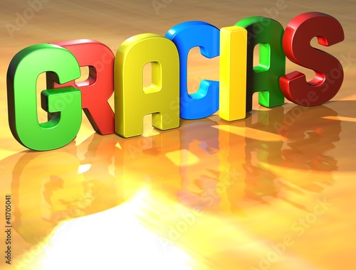 Illustration: Word Gracias on yellow background Word Gracias on yellow background