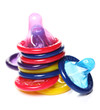 Close up of colorful condoms