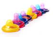 Close up of colorful condoms