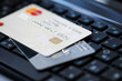 Credit cards on a keyboard