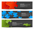 Set of dark puzzle horizontal banners