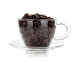 Coffee beans in glass cup