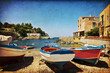 Barche di pescatori, paesaggio di Sicilia