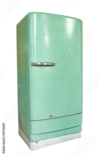 Photo: Vintage refrigerator isolated on white background Vintage refrigerator isolated on white background