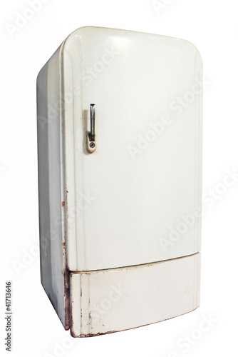 Photo: Vintage refrigerator isolated on white background Vintage refrigerator isolated on white background