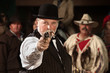 Old Western Smoking Man with Gun
