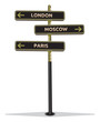 street sign showing cities
