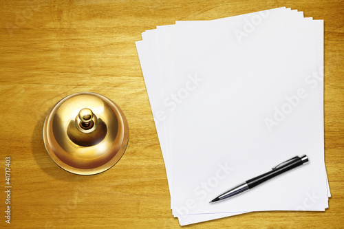 Photo: service bell and paper service bell and paper