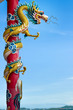 Golden dragon wrapped around red pole