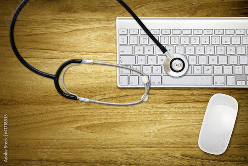 Photo: computer and stethoscope computer and stethoscope