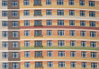 City residential building front view closeup City residential building front view closeup