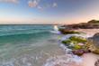 Caribbean beach in Mexico at sunset