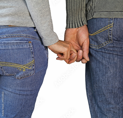 Photo: Shy couple standing together Shy couple standing together
