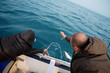 Photo: Fishermen pull salmon caught Fishermen pull salmon caught