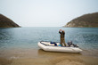 Photo: Fisherman after fishing in sea Fisherman after fishing in sea