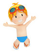 3d render of a jumping kid