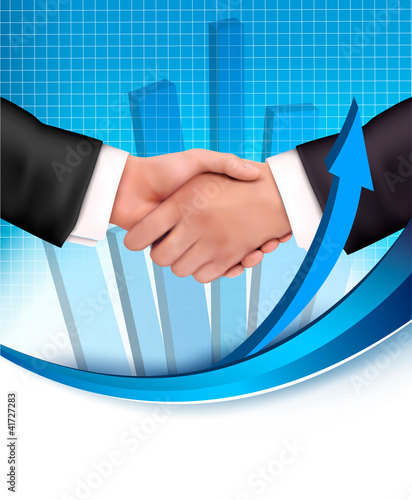 Vector: Handshake with a graph in the background. Vector Handshake with a graph in the background. Vector