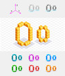 Isometric font from the cubes.Letter O. Vector Isometric font from the cubes.Letter O. Vector