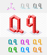 Isometric font from the cubes.Letter Q. Vector Isometric font from the cubes.Letter Q. Vector