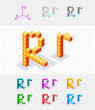 Isometric font from the cubes.Letter R. Vector Isometric font from the cubes.Letter R. Vector