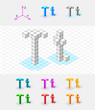 Isometric font from the cubes.Letter T. Vector Isometric font from the cubes.Letter T. Vector