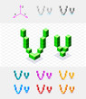 Isometric font from the cubes.Letter V. Vector Isometric font from the cubes.Letter V. Vector