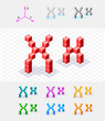 Isometric font from the cubes.Letter X. Vector Isometric font from the cubes.Letter X. Vector