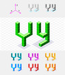 Isometric font from the cubes.Letter Y. Vector Isometric font from the cubes.Letter Y. Vector