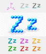 Isometric font from the cubes.Letter Z. Vector Isometric font from the cubes.Letter Z. Vector