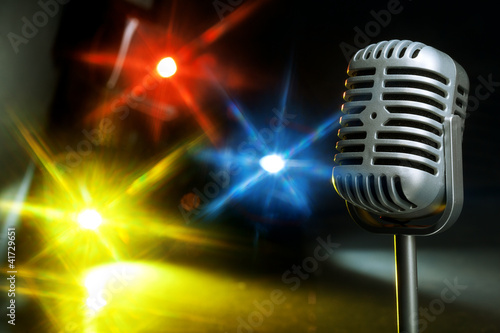Photo: retro microphone with spotlight retro microphone with spotlight