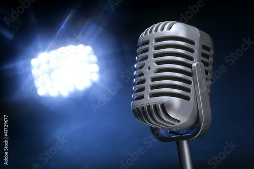 Photo: retro microphone with spotlight retro microphone with spotlight