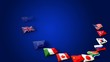 G20 flags Group of Twenty major economies animation video
