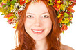 red haired woman closeup smiling face portrait red haired woman closeup smiling face portrait