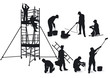 Handwerker und Gerüst
