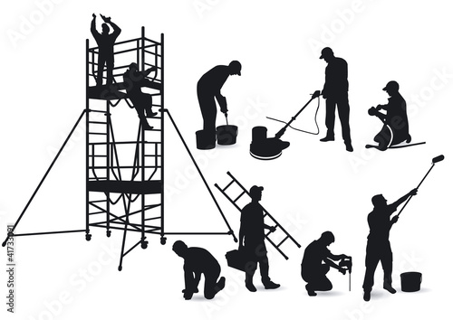 Vector: Handwerker und Gerüst Handwerker und Gerüst