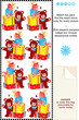 Gifts and teddy bear match mirrored images picture riddle