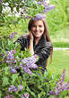 Outdoors portrait of beautiful young brunette girl