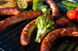 grilled vegetables, sausages and cheese