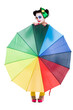 cute Clown behind an umbrella